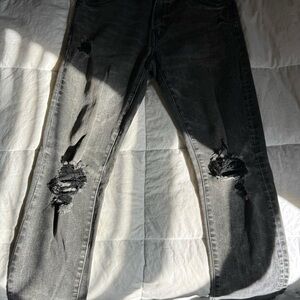 American Eagle Outfitters Men's Black Distressed Jeans